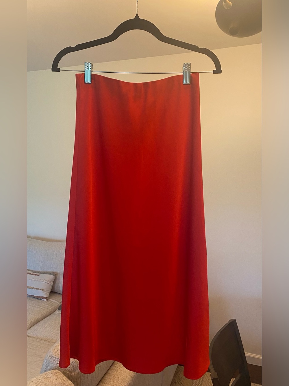 The Drop Satin Slip Midi Skirt – Red – Excellent Condition